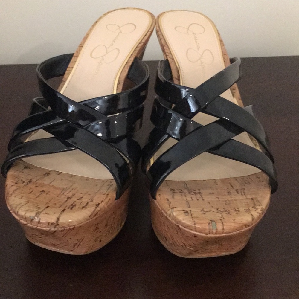 Jessica Simpson black sandal wedge